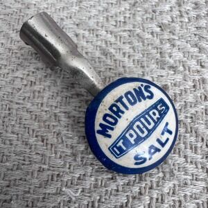 Vintage Morton's Salt It Pours‎ Advertising Metal Clip Blue White Americana